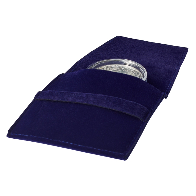 Husa (poseta) din catifea albastra pentru monede