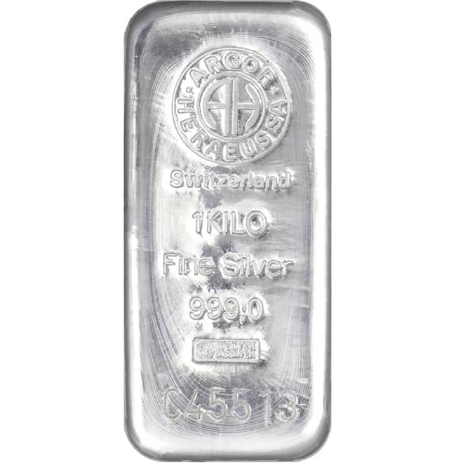 Lingou argint 1 kg Argor-Heraeus 999.0 Elvetia (fata)