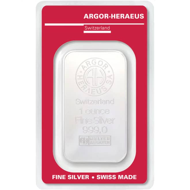 Lingou argint 1 oz Argor-Heraeus 999.0 Elvetia (fata)