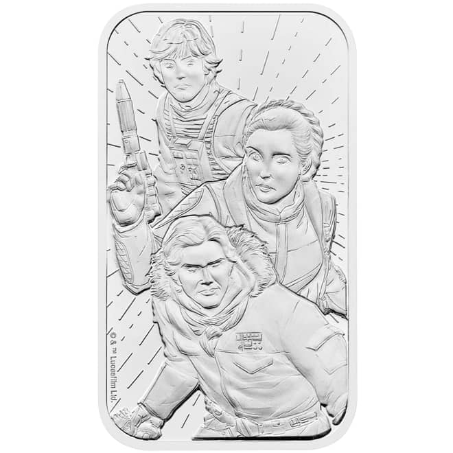 Lingou argint 999.9 Star Wars Light Side 1 oz The Royal Mint (fata)