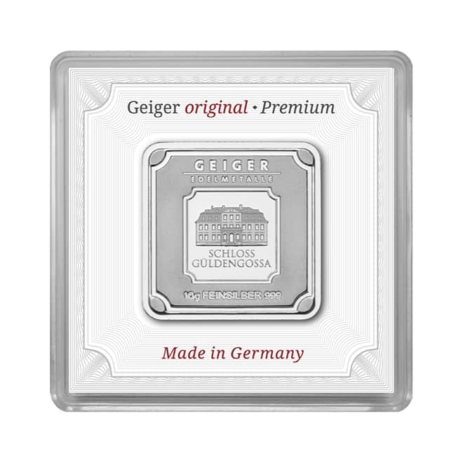 Lingou argint 10 grame Geiger Edelmetalle 999 Germania (fata)