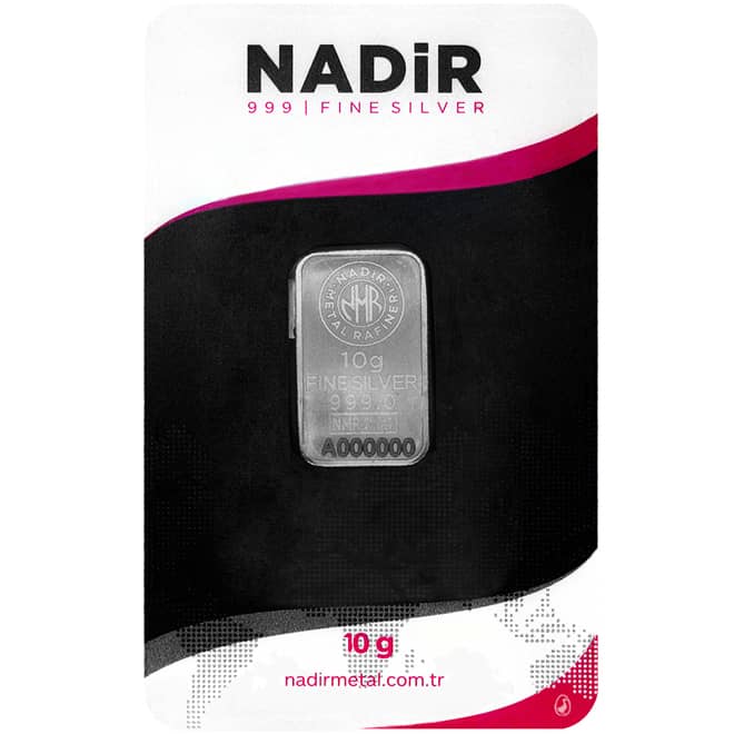 Lingou argint 10 grame Nadir Metal Refineri 999.0 Turcia (fata)