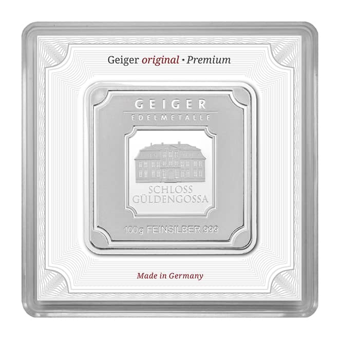 Lingou argint 100 grame Geiger Edelmetalle 999 Germania (fata)