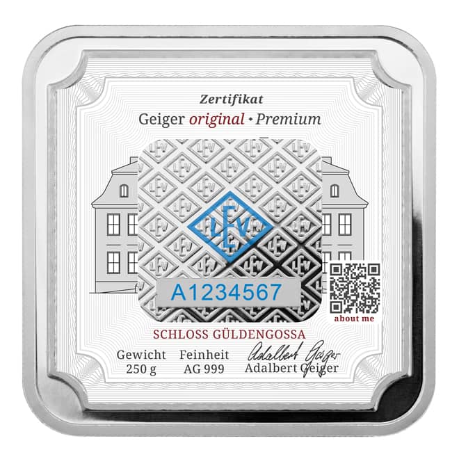 Lingou argint 250 grame Geiger Edelmetalle 999 Germania (spate)