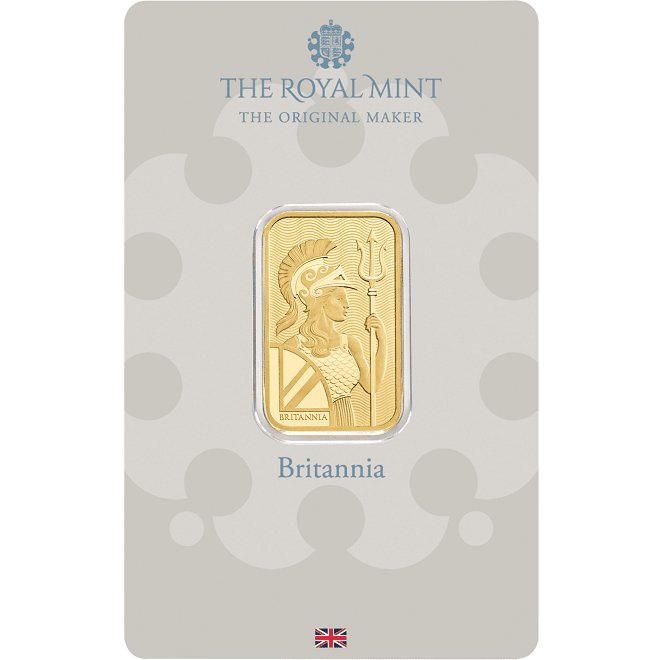 Fata lingou aur 10 grame The Royal Mint Britannia 999.9 Marea Britanie