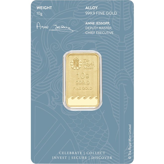 Spate lingou aur 10 grame The Royal Mint Britannia 999.9 Marea Britanie