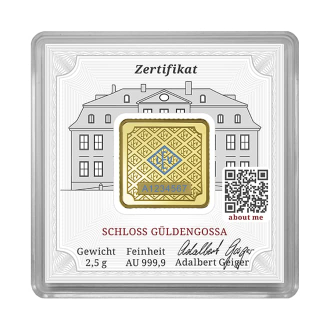 Spate lingou aur 2,5 grame Geiger Edelmetalle 999.9 Germania