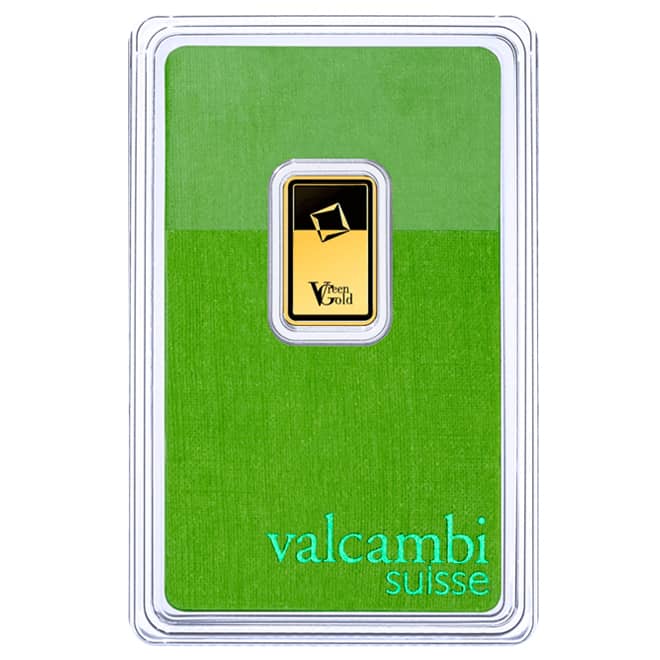 Fata lingou aur 2,5 grame Valcambi Green Gold 999.9 Elvetia