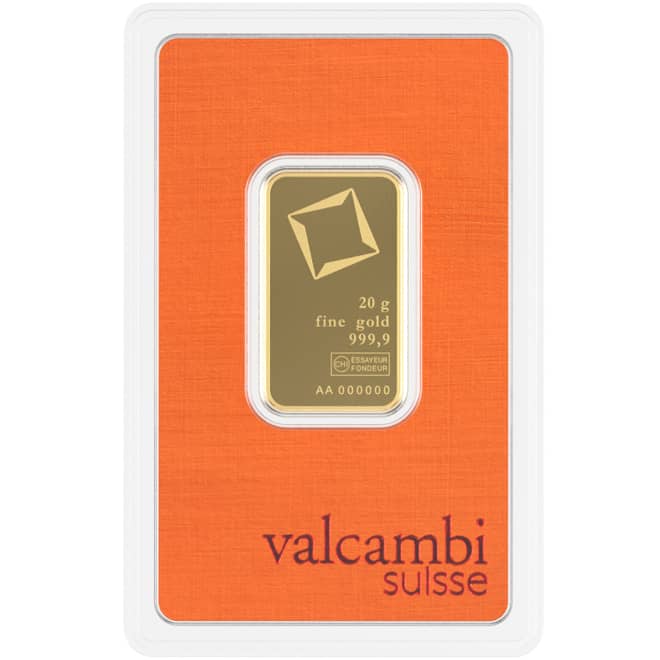 Fata lingou aur 20 grame Valcambi 999.9 Elvetia