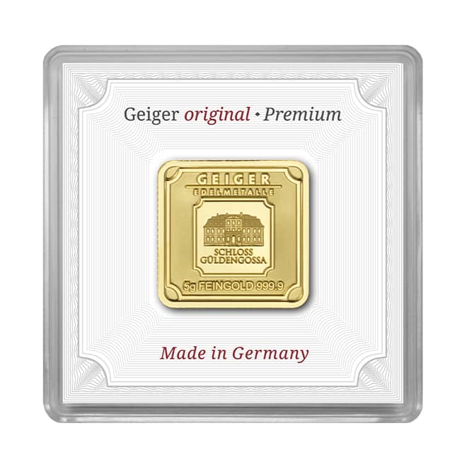 Fata lingou aur 5 grame Geiger Edelmetalle 999.9 Germania