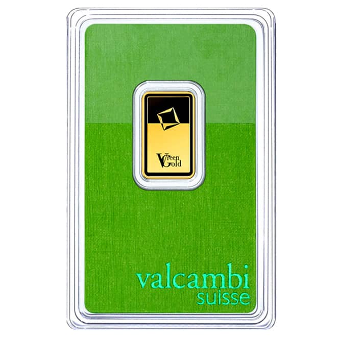 Fata lingou aur 5 grame Valcambi Green Gold 999.9 Elvetia