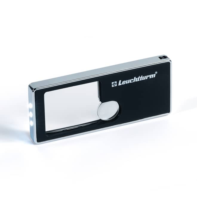 Lupa de buzunar Leuchtturm cu LED si UV, marire 10x si 2,5x