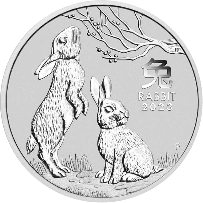 Revers moneda argint Anul Iepurelui (Lunar III Rabbit) Australia 2 oz 2023