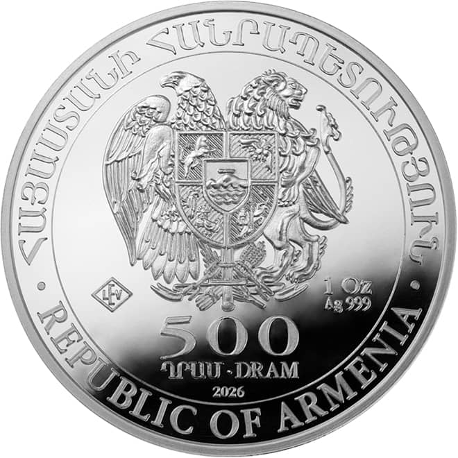 Avers moneda argint Arca lui Noe (Noah's Ark) Armenia 1 oz 2026