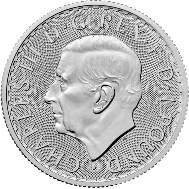 Avers moneda argint Britannia 1/10 oz 2026 Marea Britanie