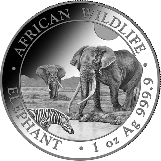 Revers moneda argint Elefant Somalez (Somali Elephant) 1 oz 2026 Somalia