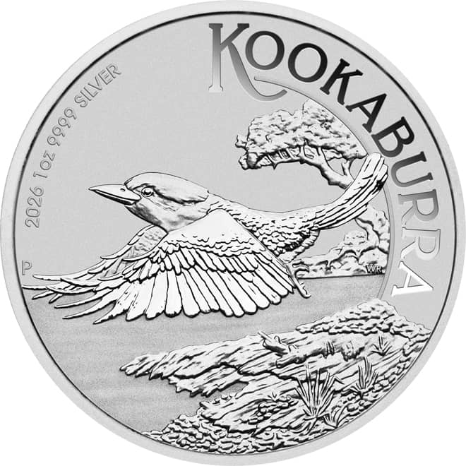 Revers moneda argint Kookaburra Australia 1 oz 2026