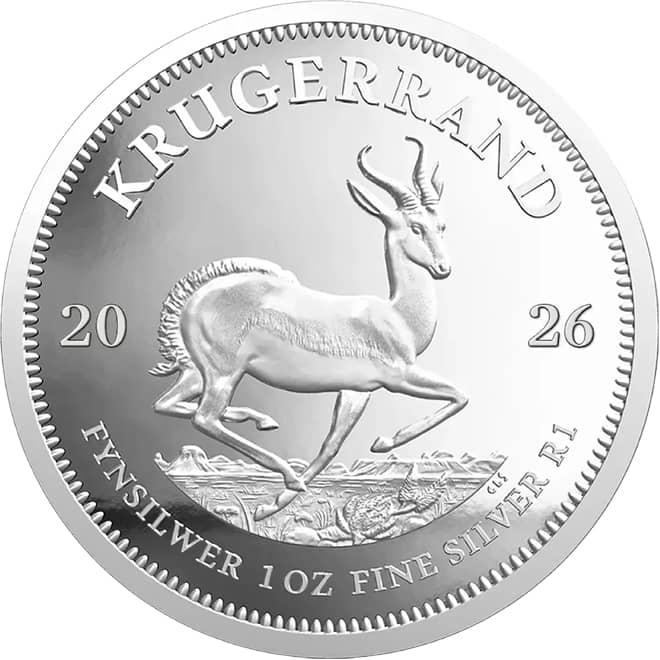 Revers moneda argint Krugerrand 1 oz Africa de Sud 2026
