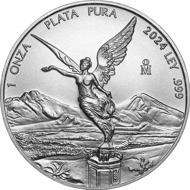 Revers moneda argint Libertad Mexic 1 oz 2024