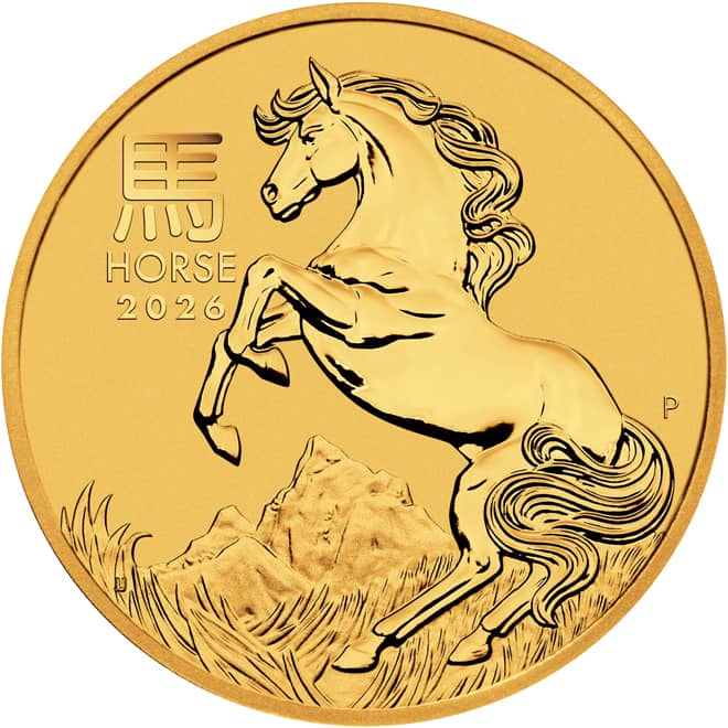 Revers moneda aur Anul Calului (Lunar III Horse) 1/20 oz 2026 Australia