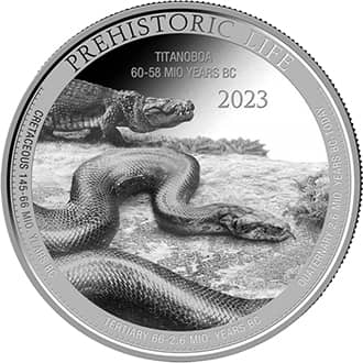 Moneda argint Titanoboa RD Congo 1 oz 2023