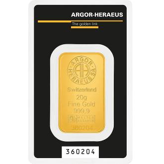 Lingou aur 20 grame Argor-Heraeus 999.9 Elvetia