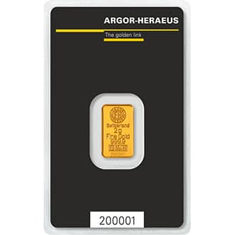 Lingou aur 2 grame Kinebar Argor-Heraeus 999.9 Elvetia